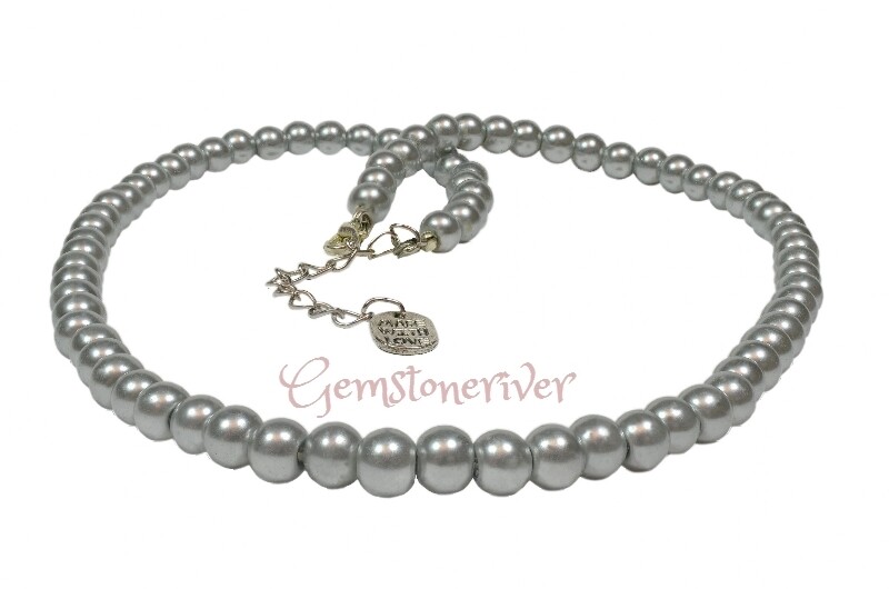 Delightful & Elegant Classic Silver Grey Pearl necklace and earrings set gift for Mother bridesmaid UK| Gemstoneriver®
