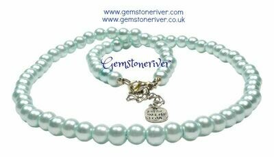 N204 baby blue turquoise pearl necklace bracelet & earrings - SET |  Gemstoneriver® wedding bridesmaid