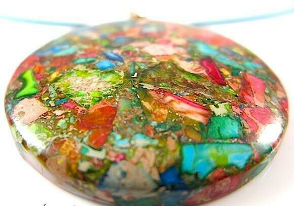 Colourful, Bold, Speckled Sea Green, Cerise Multi-colour ONE-OFF Agate Gemstone Necklace"