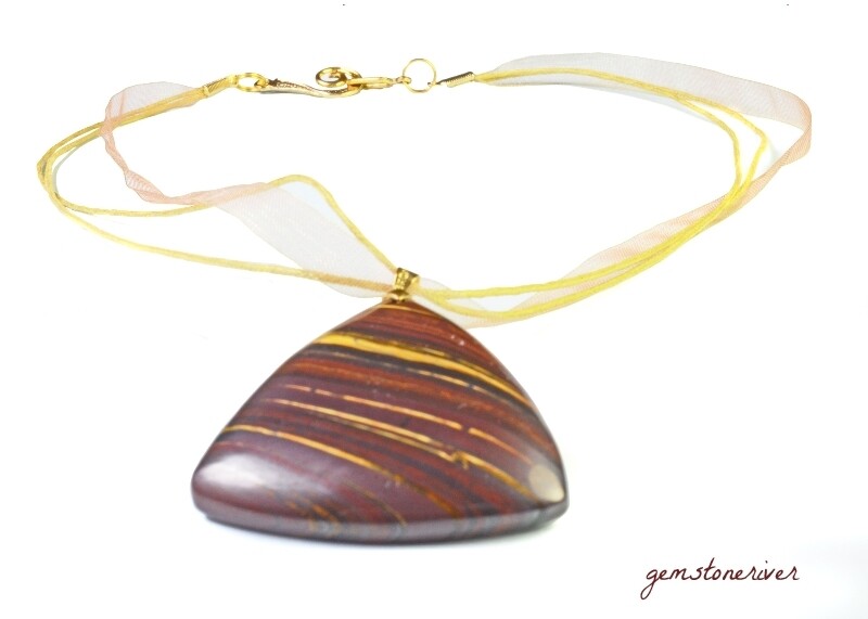 Brown & Golden Tiger eye gemstone pendant custom necklace