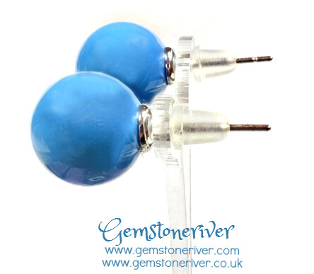 Bubblegum Blue Pearl stud earrings - Olga- Bridesmaid Office Glamour Smart Casual Everyday Jewelry | Gemstoneriver®