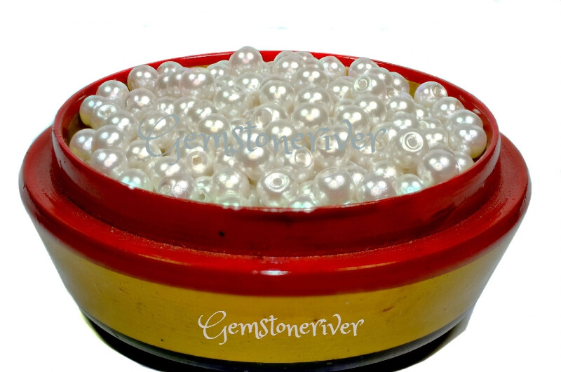 SB301 White pearl beads 100 x 6mm 8mm arts craft & jewellery dressmaking wedding supplies UK | Gemstoneriver