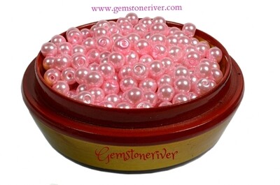 SB310 Pink candy pearl beads 100 x 6mm, arts craft & jewellery supplies Gemstoneriver UK