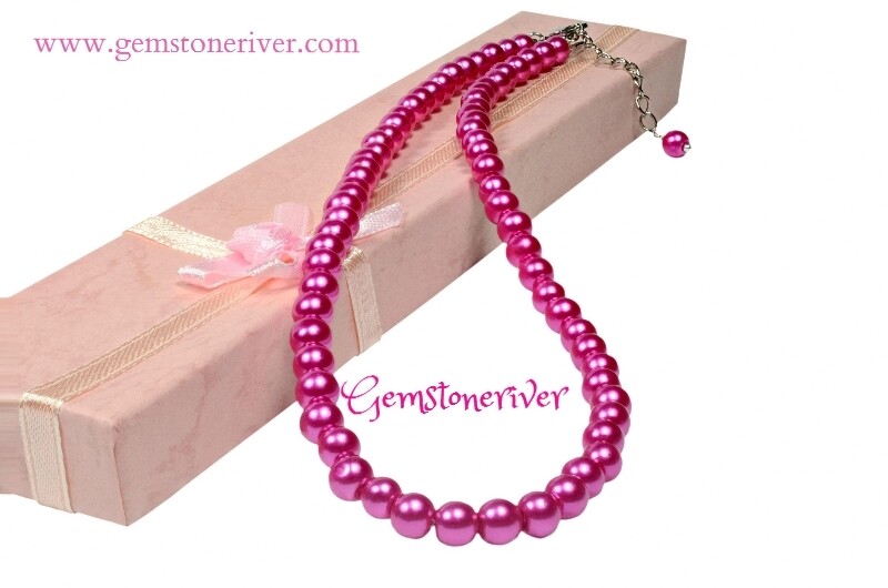 N49 Cerise hot pink Fuschia Pink Necklace & free earrings Set | Gemstoneriver® Bridesmaids Office Cocktail Prom