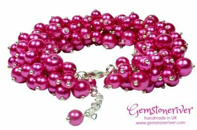 Cluster Statement Bracelet Cerise Hot Fuschia Pink Statement Jewellery
