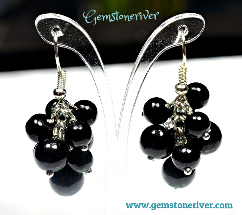 Black Pearl chunky bold cluster statement earrings UK