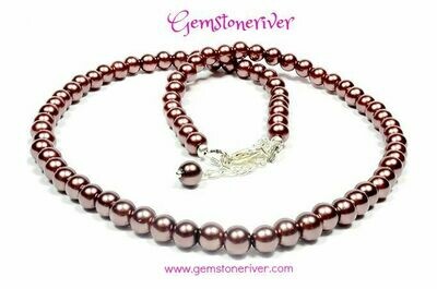 N169 Chocolate Brown Pearl Necklace & Earring Bridesmaids Flower Girl Set - Tyler | Gemstoneriver®UK