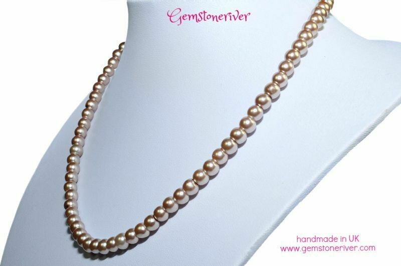 N64 Taupe mocha light brown latte necklace & Earrings SET - Belgravia wedding bridesmaid office gift jewellery handmade Gemstoneriver UK