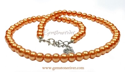 N207 Orange pearl necklace earrings set  Bridesmaids Prom Summer Xmas Holiday Party Gift Gemstoneriver