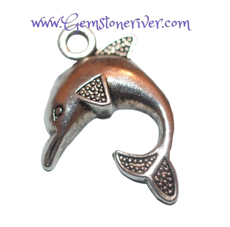 Dolphin Charm with Sparkly Crystal pendant charm - Jewellery craft Gemstoneriver®