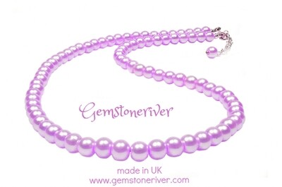 Lilac Light Purple pearl single line Necklace Set Bridesmaids Gift for Mother handmade UK