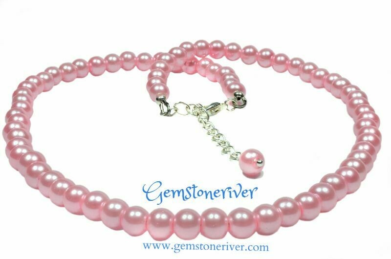3pc Sherbert Pink Pearl Necklace Bracelet Earrings set Elegant Classic Rope |  Gemstoneriver®