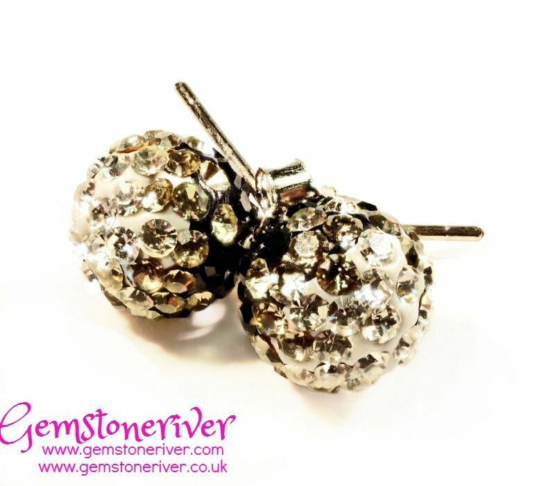 Sparkling black crystal disco ball diamante stud earrings on 925 Silver | bridesmaid wedding party jewellery