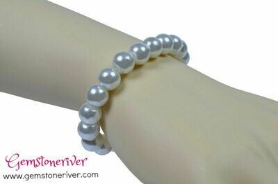 Stylish simple white pearl bracelet | Bridesmaid Birthday Wedding Maid of Honour Charm | choose charms UK Gemstoneriver
