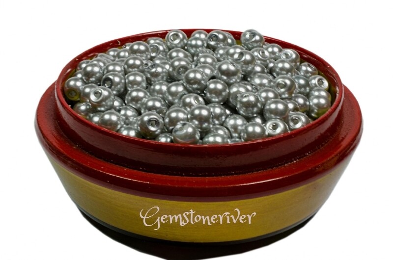 SB306 Silver Gray pearl beads 100 x 6mm/8mm/ art craft & jewellery designer supplies Gemstoneriver UK