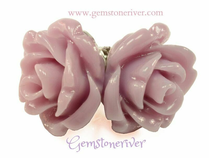 E334 Purple lavender rose flower carved stud earrings 925 Silver | Gemstoneriver® Rina  Bridesmaid Wedding Jewellery