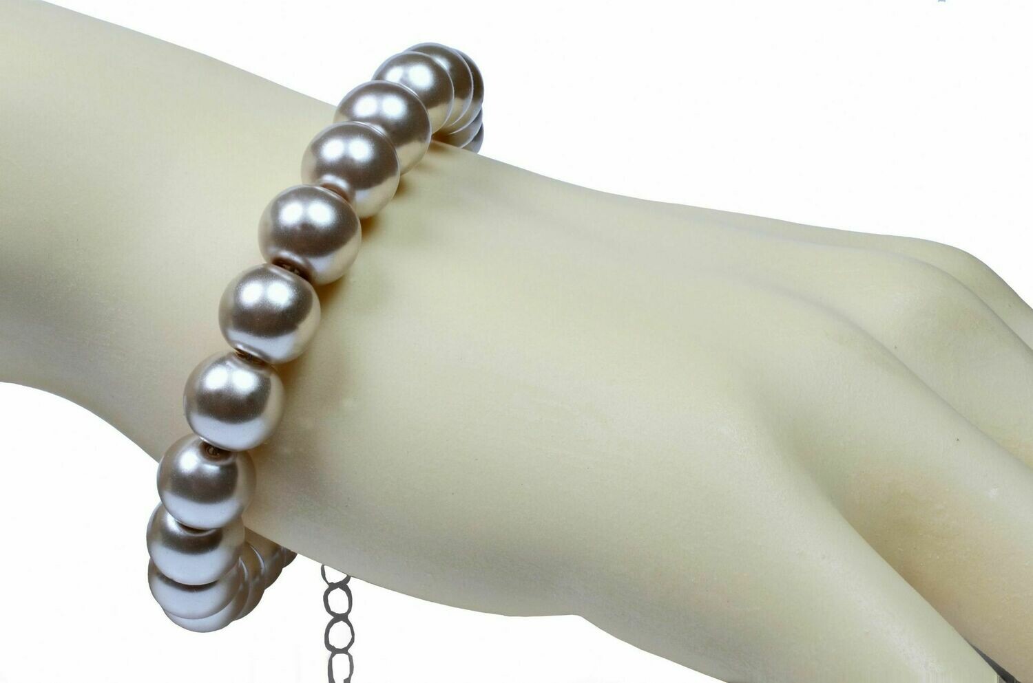 Taupe Mocha brown pearls bracelet clasp & extender chain - For J Spalton  custom order