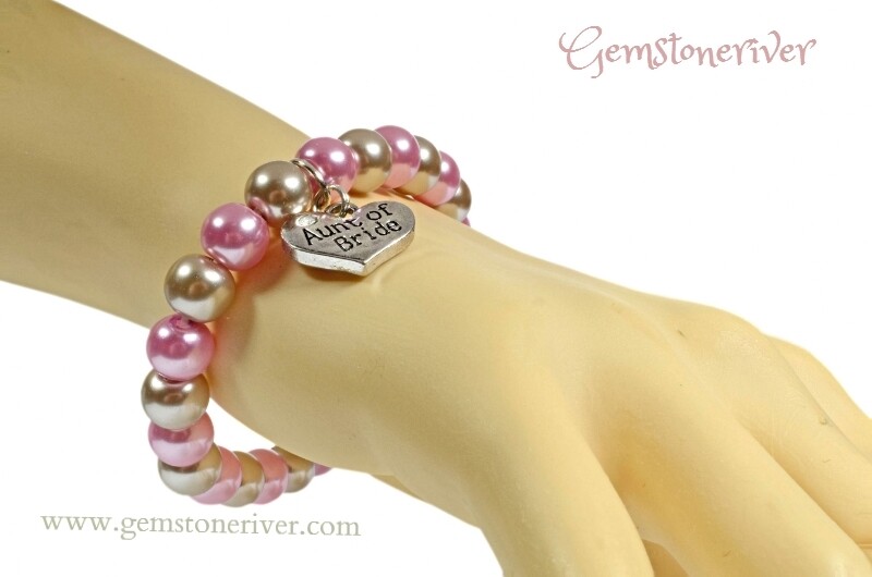 Stylish pink & mocha brown taupe pearl Timeless Bracelet