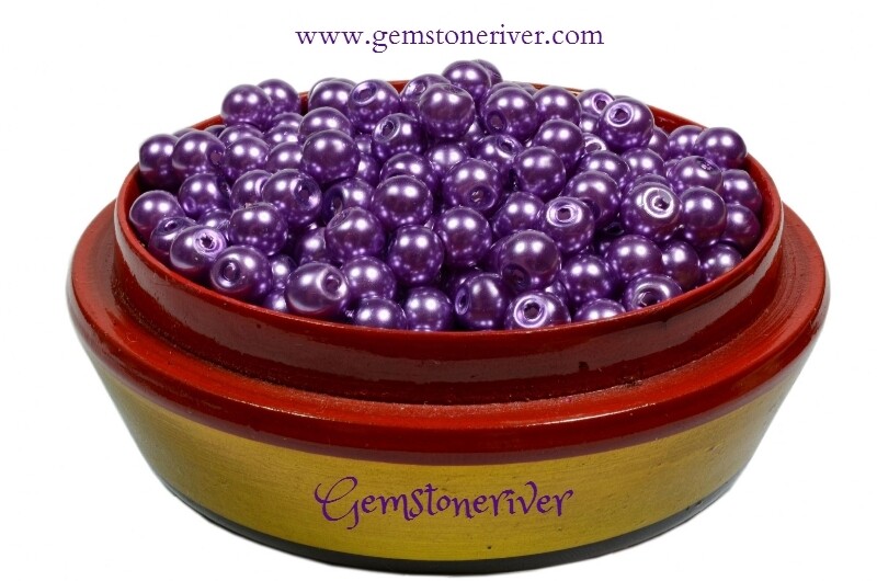 Purple pearl x 100 beads arts craft & jewellery embroidery dressmaking supplies | Gemstoneriver UK