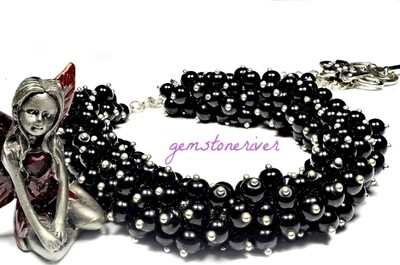 Black Pearl bridesmaid cluster necklace Custom order