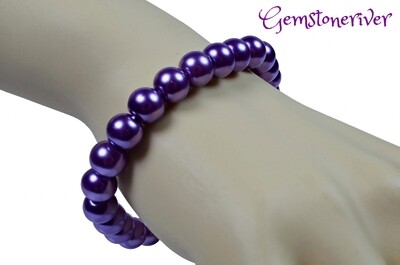 Purple Pearl Stretchy Bracelet | Bridesmaid Birthday Wedding Maid of Honour Charm | choose charms UK