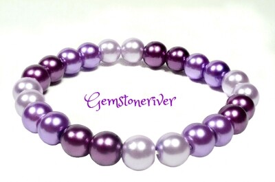 B231 Stylish Purple Lilac & lavender Pearl Bracelet | Bridesmaid Wedding Birthday Gift | choose charms UK Gemstoneriver