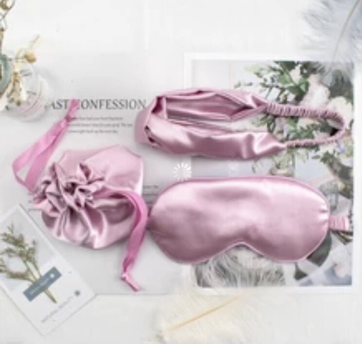 Lavender blush  silk eye mask, headband & gift bag 3pc set Mother’s Day 