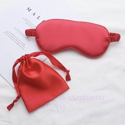 2pc set red mulberry silk eye mask & gift pouch bag