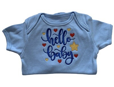 Hello Baby new born & premie baby boy onesie romper vest gifts UK personalised
