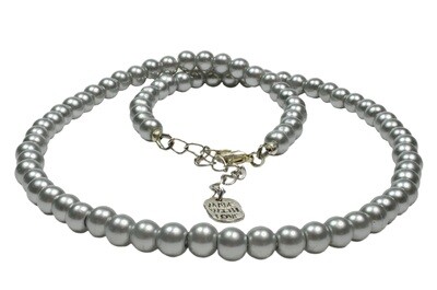 N152 silver grey pearl single line necklace earrings