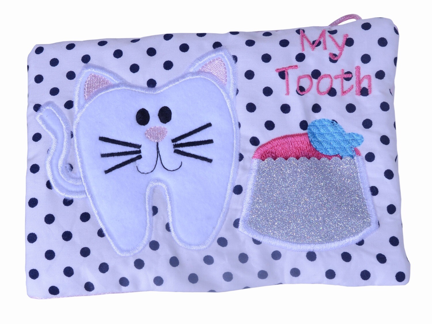 Kitty cat kitten tooth fairy girls custom name hanging pillow kids gift cushion & sparkly pocket personalised UK
