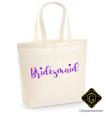 Bridesmaid Flowergirl Cotton Canvas Tote Bag Carrier Custom Logo