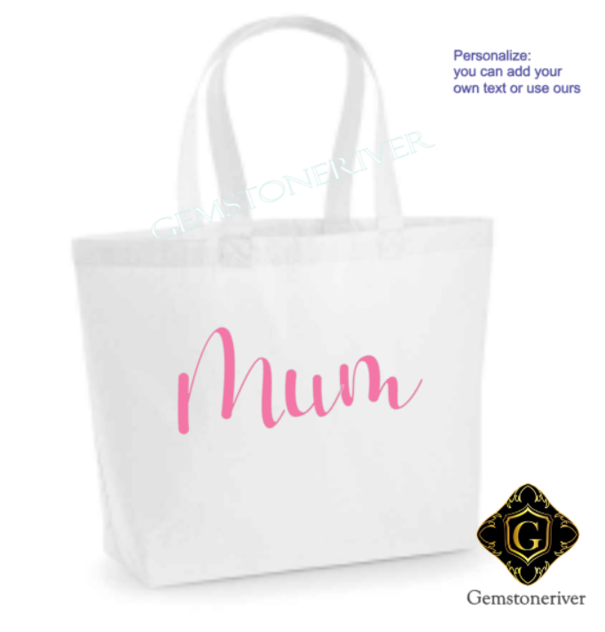 Mum Mother Custom Cotton Canvas Tote Carrier Bag Gift for Mother's Day