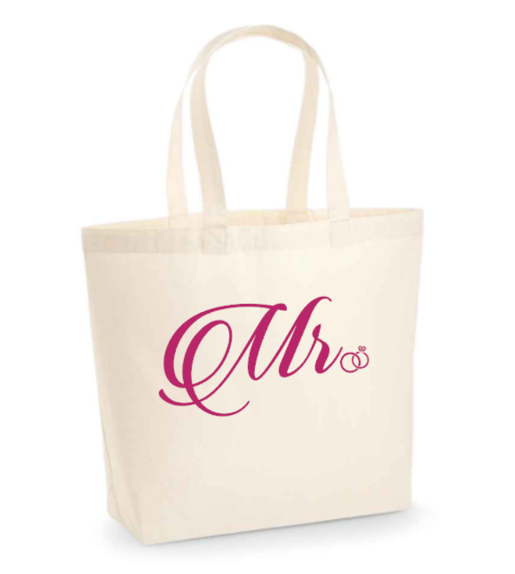 Mrs. Bride Groom Cotton Canvas Tote Bag Carrier Custom Logo Gemstoneriver Gifts