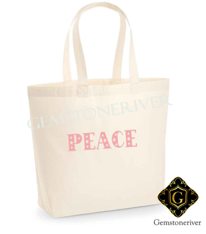 PEACE Custom Cotton Canvas Tote Bag Carrier Custom Logo Gemstoneriver Gifts