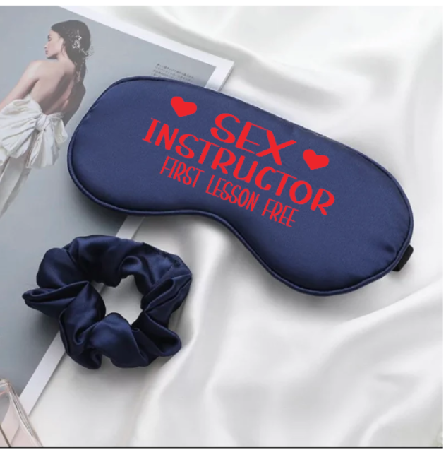 navy blue silk blindfold sleep mask gift - sex instructor