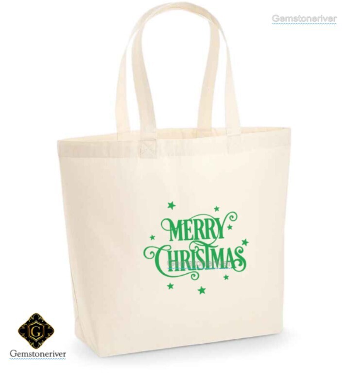 Merry Christmas Gift Tote Bag Carrier Custom Logo Gemstoneriver