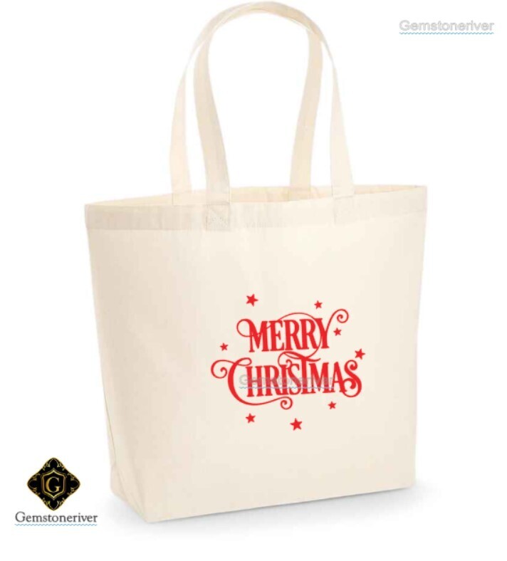 Merry Christmas Gift Tote Bag Carrier Custom Logo/Red by Gemstoneriver