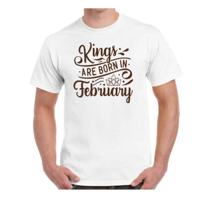 Kings are Born in February Men Boys Tshirt Personalised