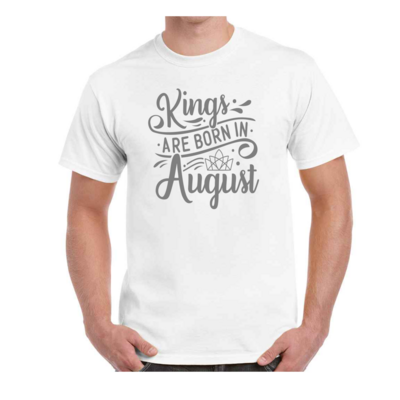 Kings are Born in August Men Boys Birthday Tshirt Gift