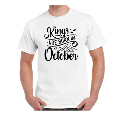 Kings are Born in October Men Boys Birthday Tshirt Gift