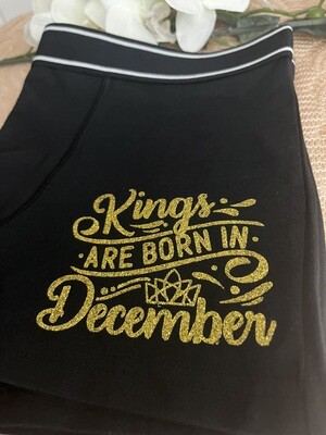 Kings are Born in December in gold boxer shorts underwear gift