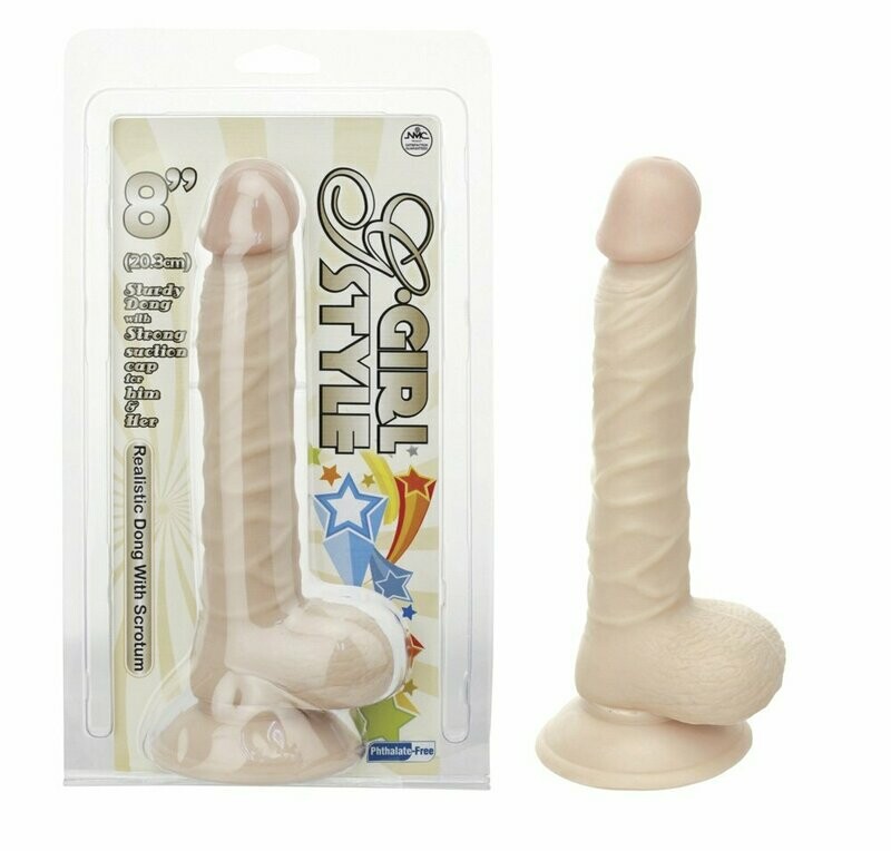 Nanma Realistic Dong With Suction Base Flesh 8in