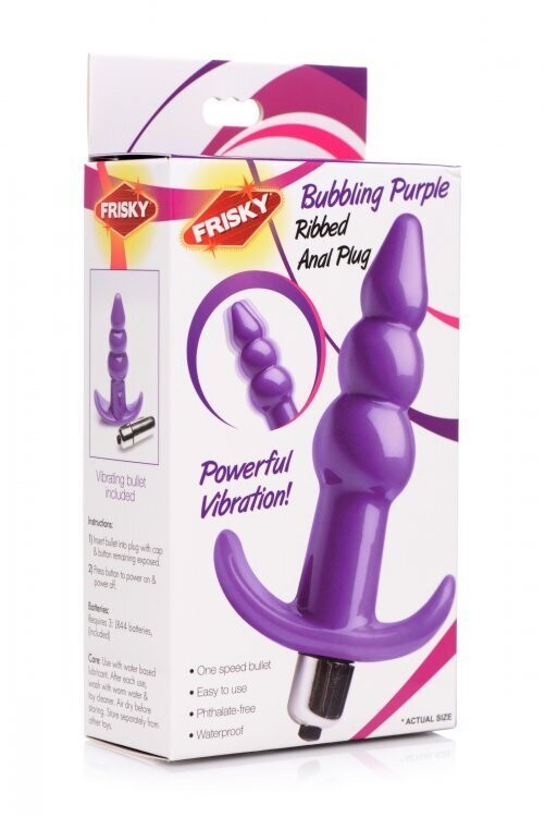 Bubbling Purple Ribbed Anal Plug