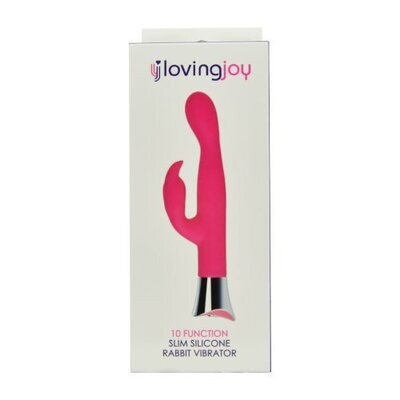 Loving Joy 10 Function Slim Silicone Rabbit Vibrator Pink