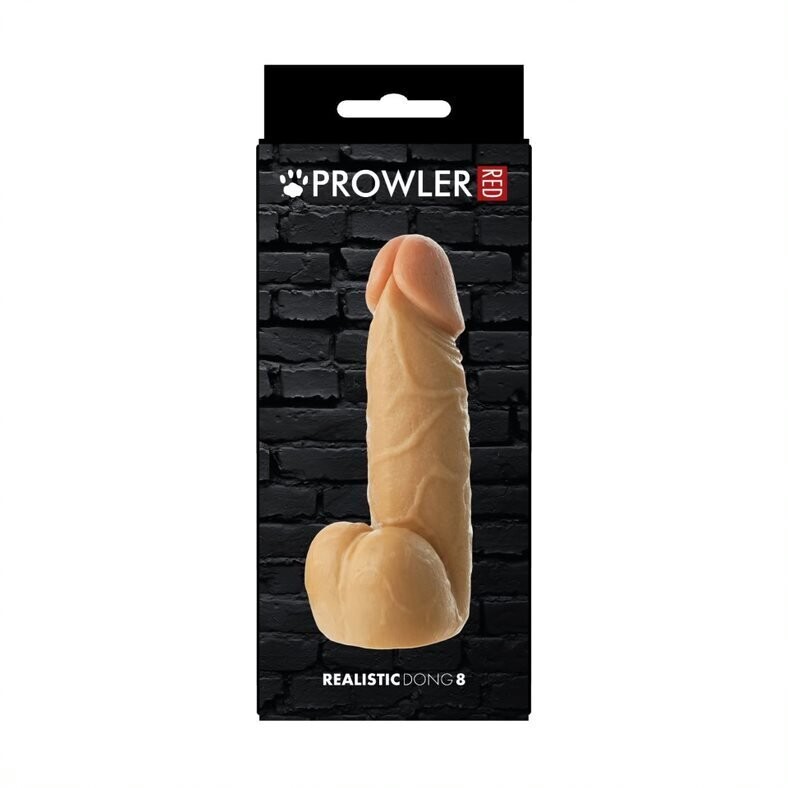 Prowler RED Realistic Dildo With Suction Base Dongs and Balls Flesh 8in
