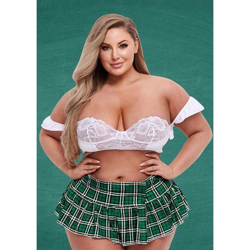 Teachers Pet Schoolgirl Bustier & Skirt Set Q