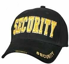 'Security' Ballcap - Black/Gold Lg lettering