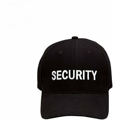 'Security' Ballcap - Black/White Med lettering