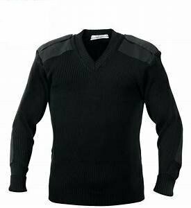 Commando Sweater, Acrylic V-Neck - Black